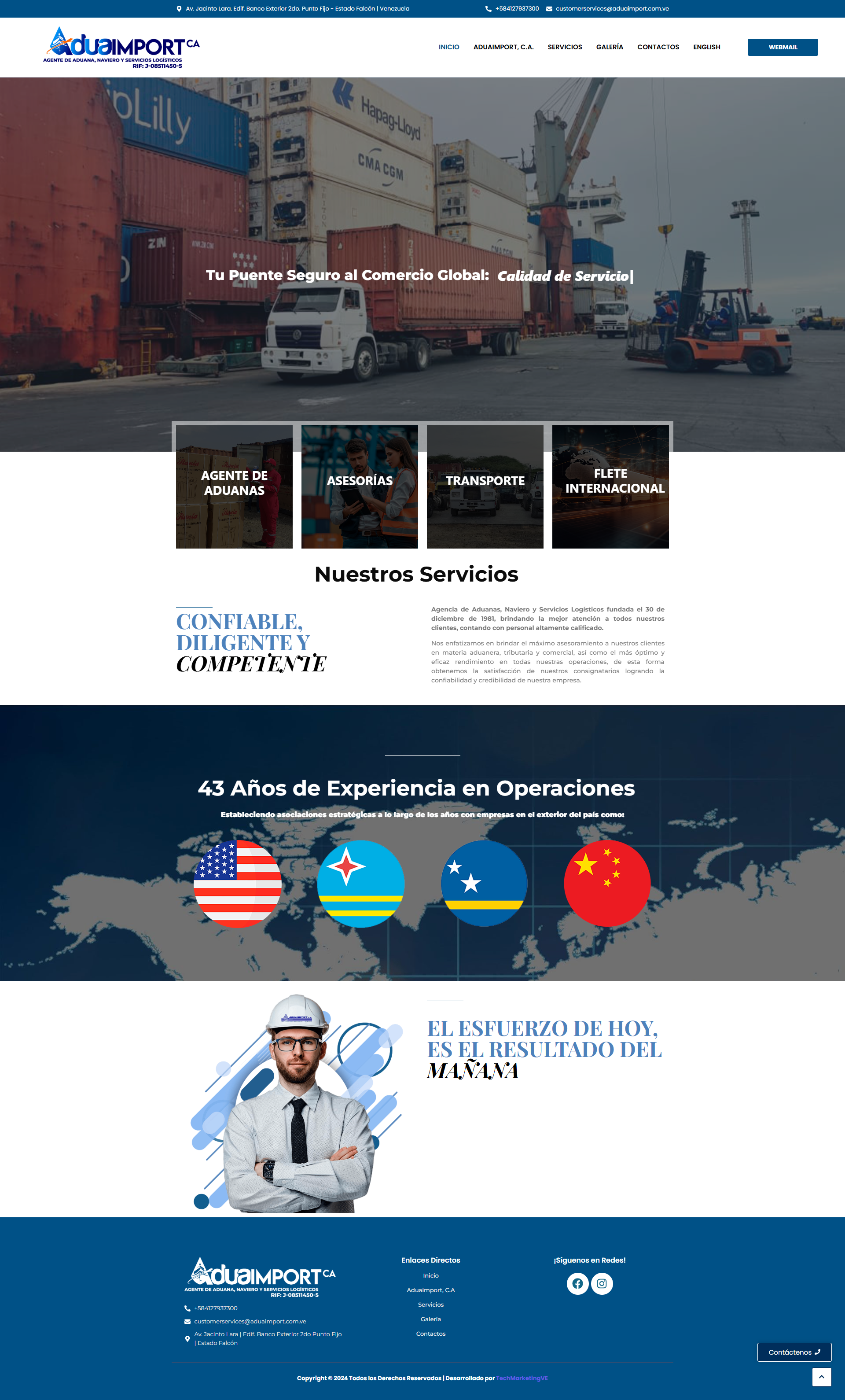 Vista previa de Aduaimport C.A. — Del Papel a la Web Corporativa